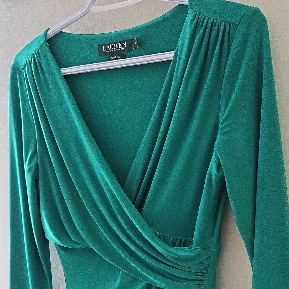 Lauren Ralph Lauren Women's Emerald Green Long Sleeve Dress - Picture 5 of 5